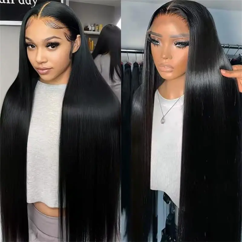 13x4 Lace Front Wigs Human Hair for Women 250 Density HD Transparent Lace Front Wig Straight Human Hair Wig Natural Black Color