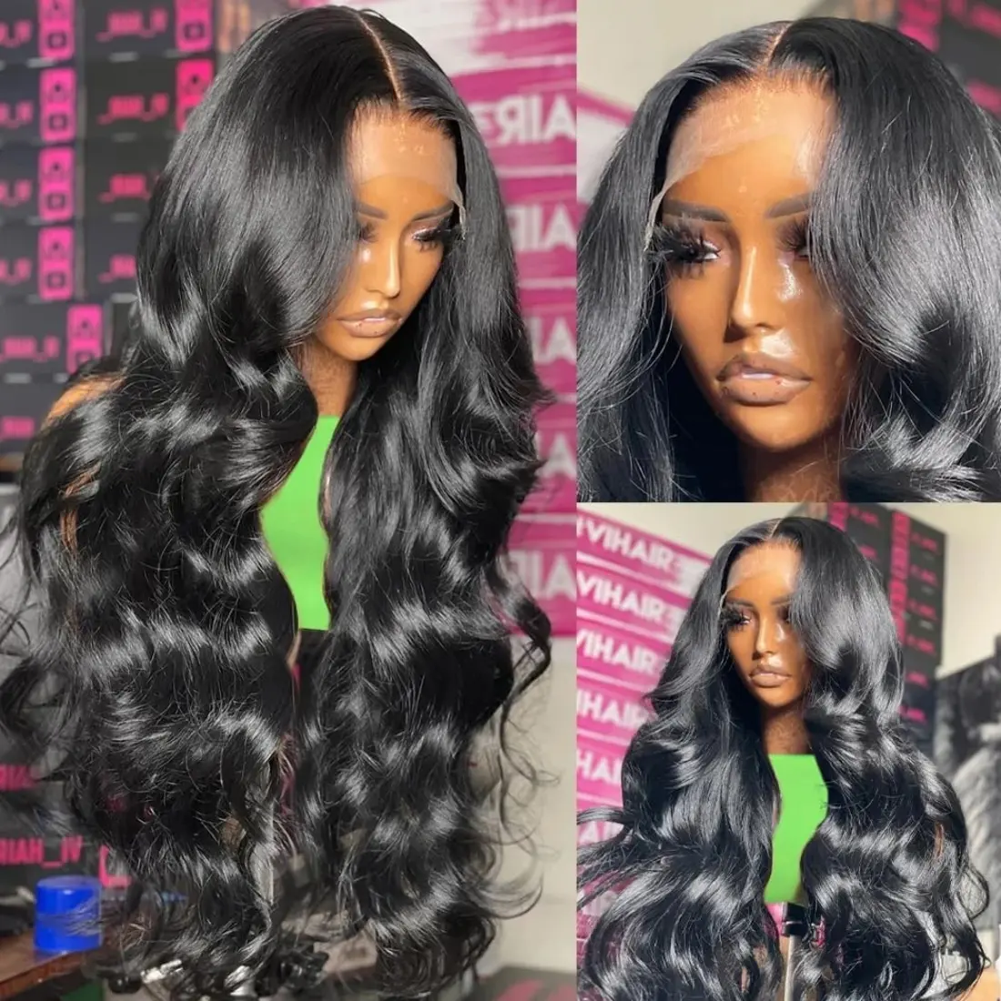 230% Full Body Wave 13x6 HD Lace Front Wigs Human Hair Transparent Frontal Wigs Virgin Human Hair Natural Black Glueless Wigs