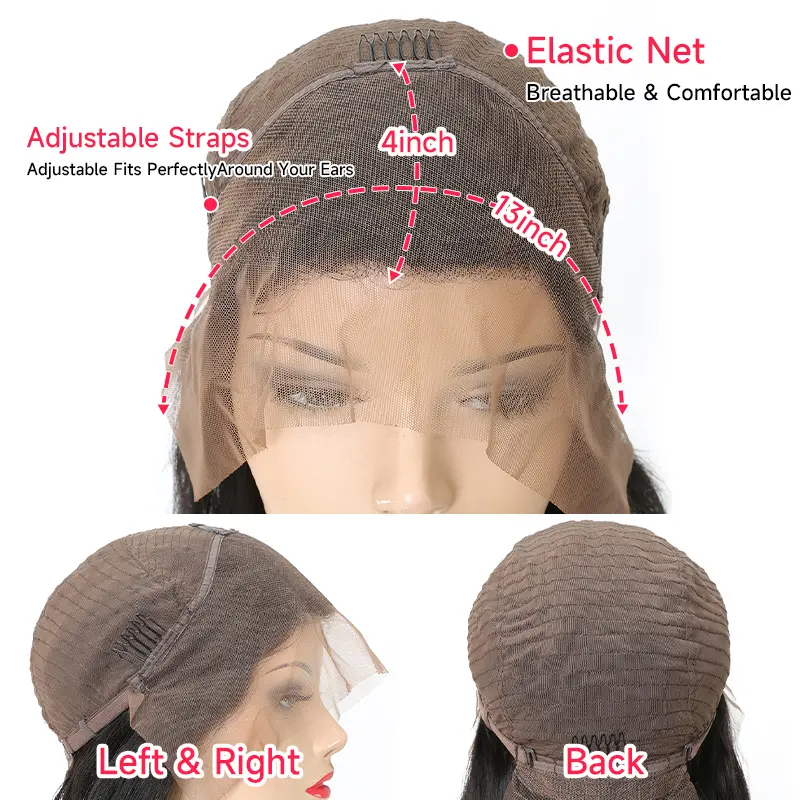 13x4 Lace Front Wigs Human Hair for Women 250 Density HD Transparent Lace Front Wig Straight Human Hair Wig Natural Black Color