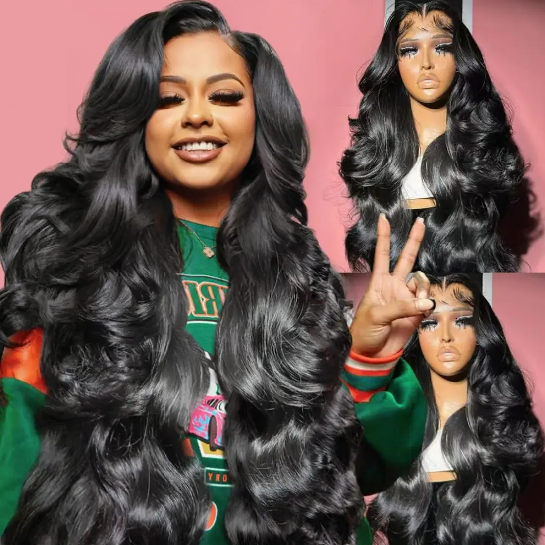 230% Full Body Wave 13x6 HD Lace Front Wigs Human Hair Transparent Frontal Wigs Virgin Human Hair Natural Black Glueless Wigs