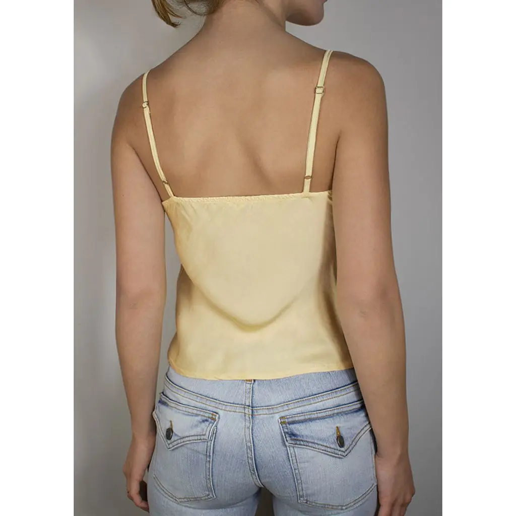 Combhasaki Women Y2K Adjustable Shoulder Straps Camisoles Lace Trim V-Neck Bow Decor Crop Tank Tops Summer Sleeveless Silky Vest