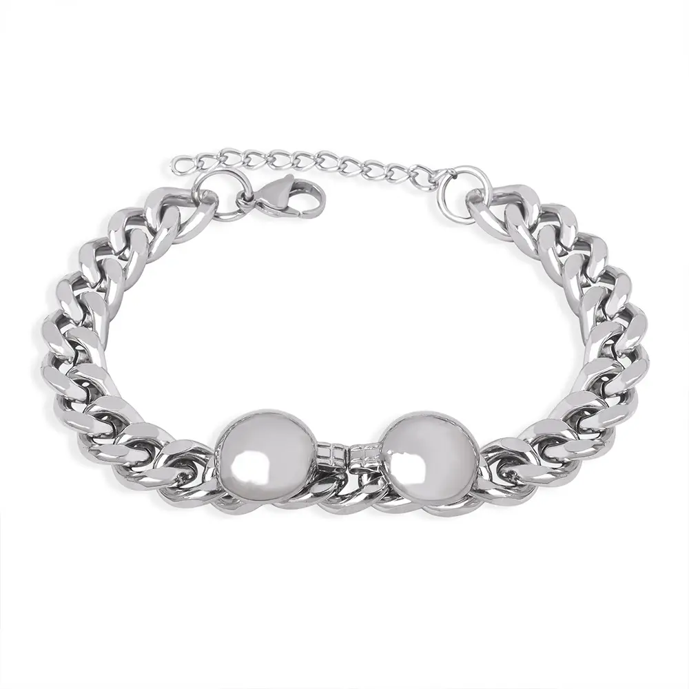 Womens Bracelet Chain Polished Stainless Steel Silver Color Black Gold Chains Bracelet for Women Cuban Link