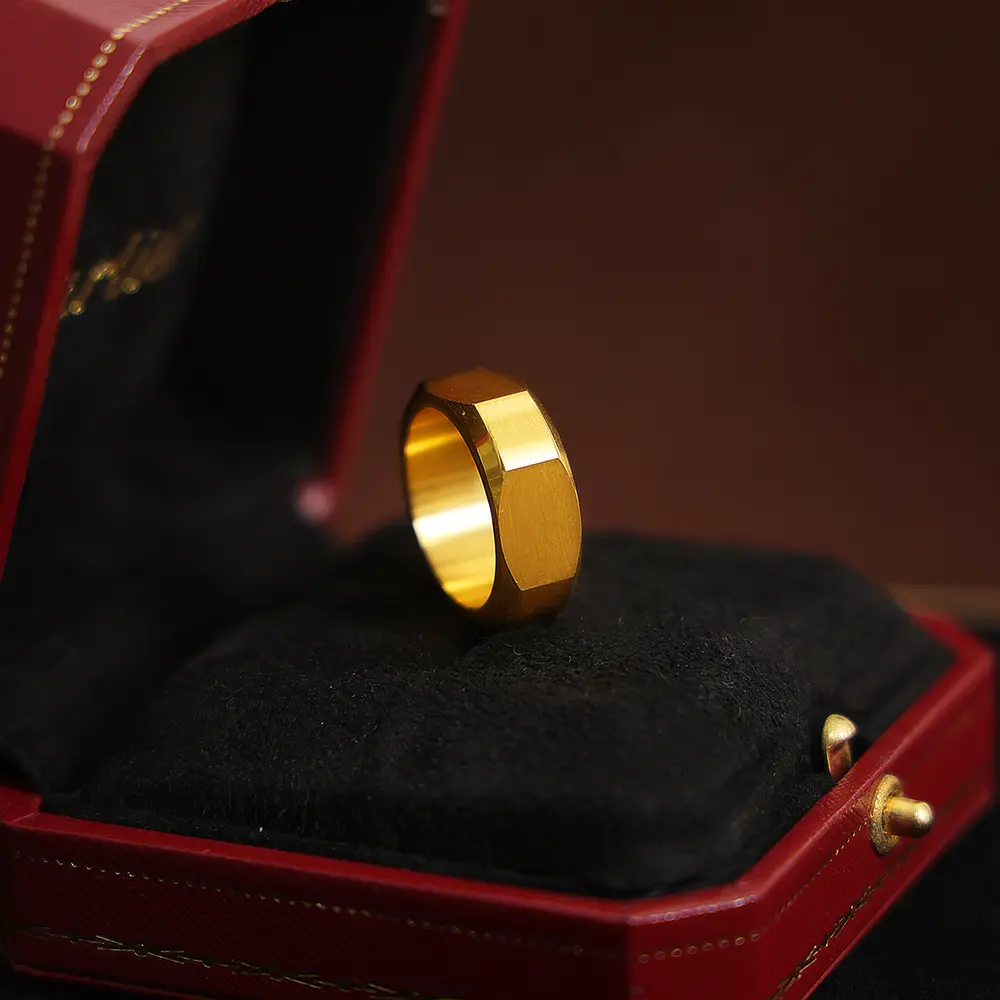 Nuts Shape Rings For Women Men 316L Stainless Steel With 18k Gold Plated Waterproof Fadeless Unisex Ring Couples Jewelry