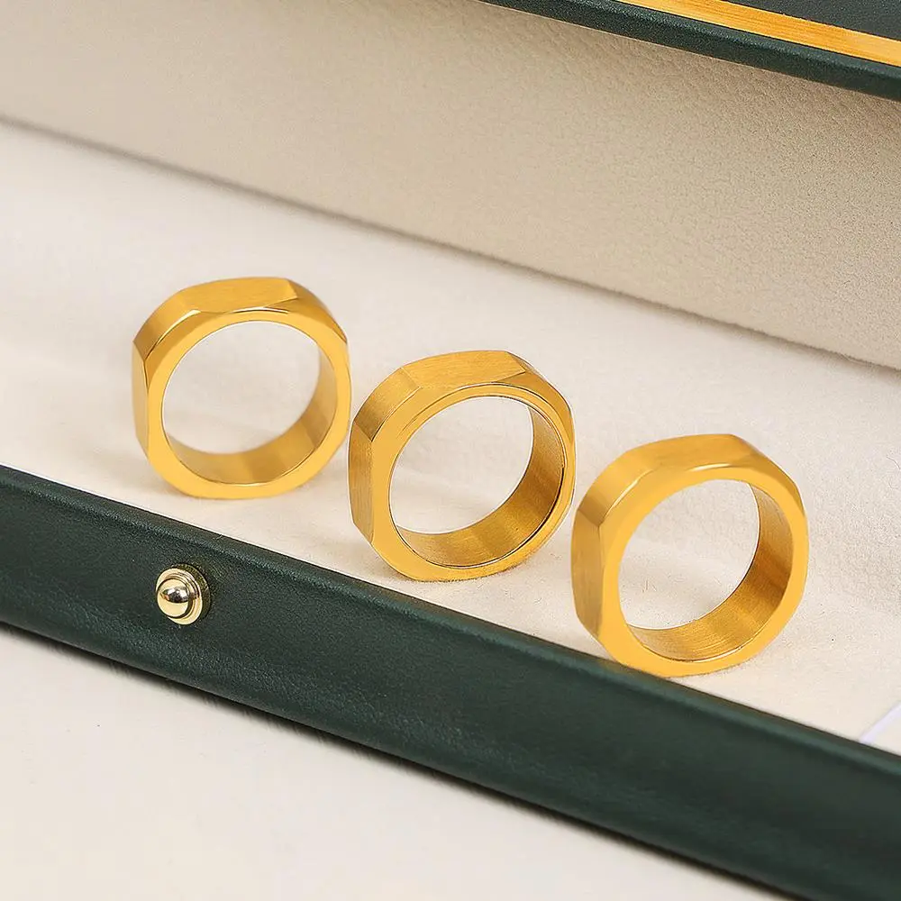 Nuts Shape Rings For Women Men 316L Stainless Steel With 18k Gold Plated Waterproof Fadeless Unisex Ring Couples Jewelry