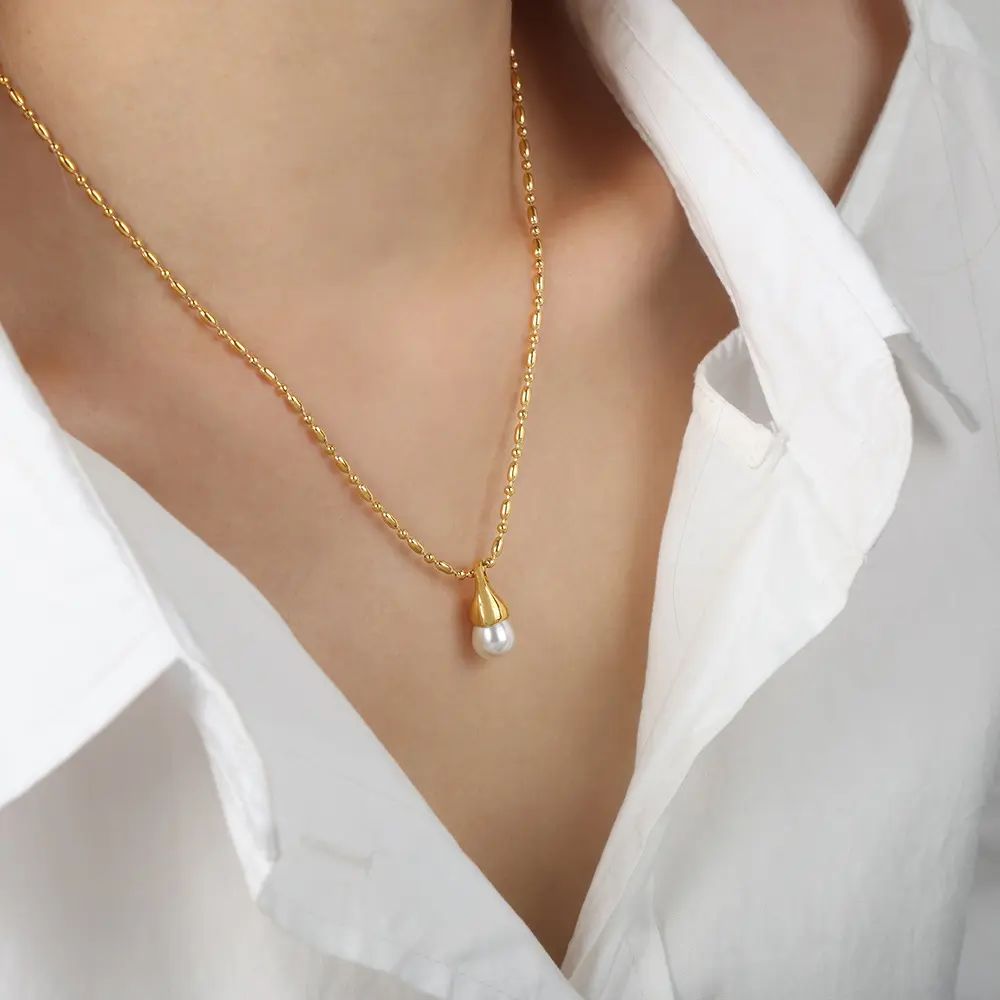 Fashion Cheap Items Imitation Pearl Pendant Necklace for Women Minimalist Sweet Link Chain Choker Necklace Collar Bijoux