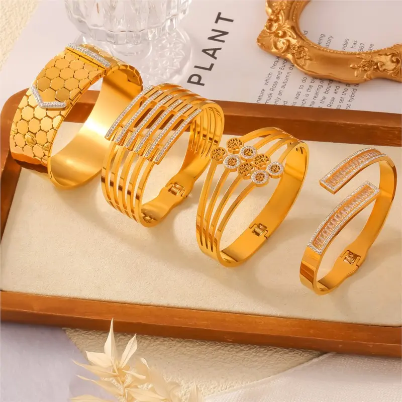 Hollow Multi Layer Stainless Steel Bracelets For Women Gold Silver Color Waterproof Women's Hand Bracelet Bangles Woman Jewelry