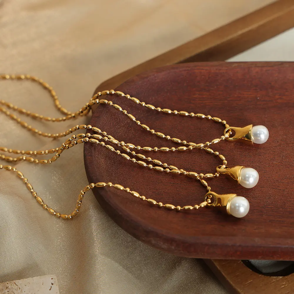Fashion Cheap Items Imitation Pearl Pendant Necklace for Women Minimalist Sweet Link Chain Choker Necklace Collar Bijoux