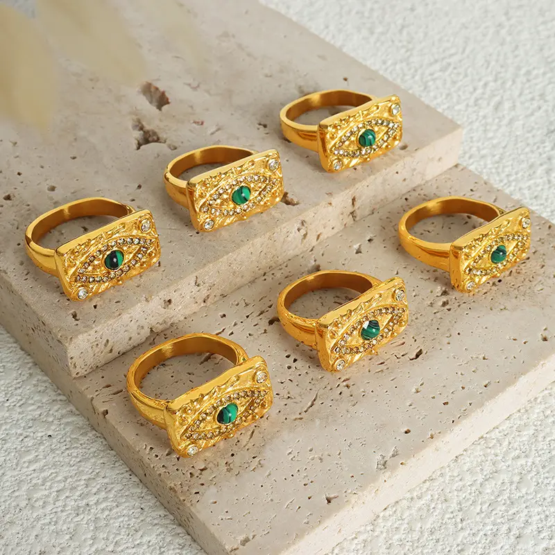 Trendy Geometric Gold Color Necklace Ring Jewelry Set for Women Girls Vintage Accesories