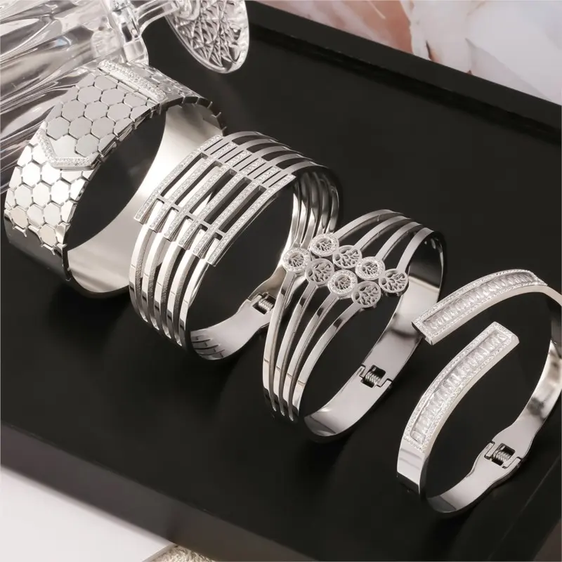 Hollow Multi Layer Stainless Steel Bracelets For Women Gold Silver Color Waterproof Women's Hand Bracelet Bangles Woman Jewelry
