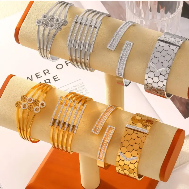 Hollow Multi Layer Stainless Steel Bracelets For Women Gold Silver Color Waterproof Women's Hand Bracelet Bangles Woman Jewelry