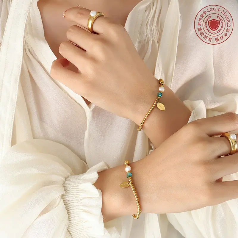 Stainless Steel Beads Bracelet For Women Ornamented With Freshwater Pearl Crystal Women's Hand Bracelets Girls Jewelry Gifts