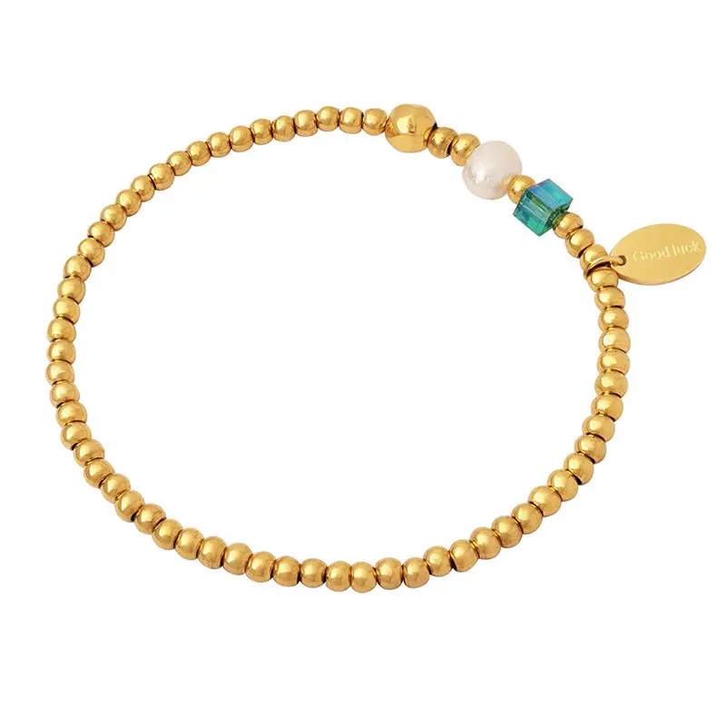 Stainless Steel Beads Bracelet For Women Ornamented With Freshwater Pearl Crystal Women's Hand Bracelets Girls Jewelry Gifts