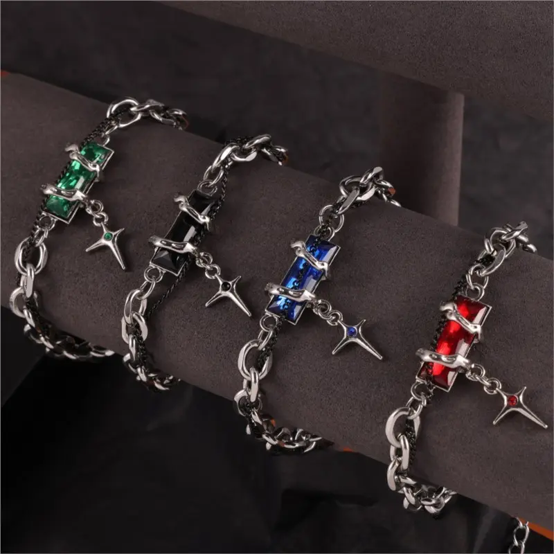 Stainless Steel Unisex Gothic Necklace Bracelets With Pendant Waterproof Neck Chain Bracelets For Women Men Couples Jewelry Set