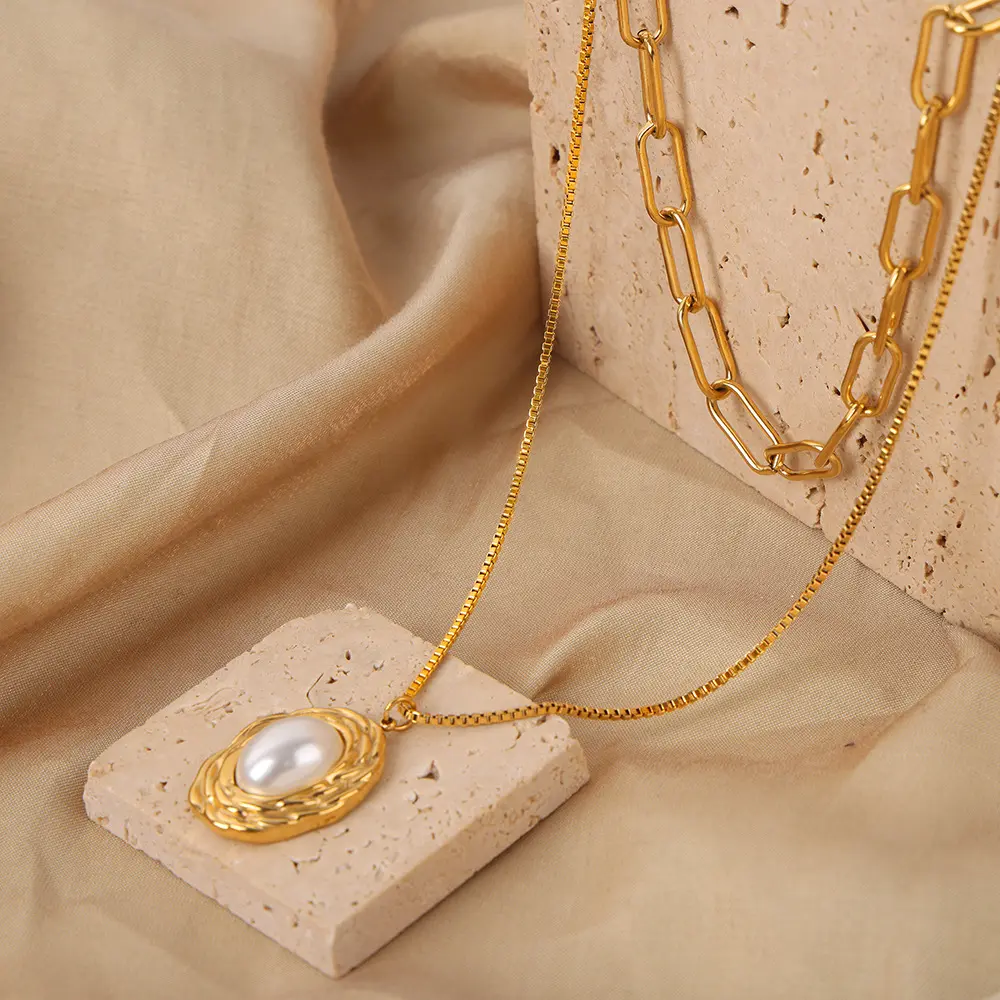 New Double Layer Necklace For Women Imitation Peal Pendant Chokers Necklaces Girls Gift Bohemia Jewelry