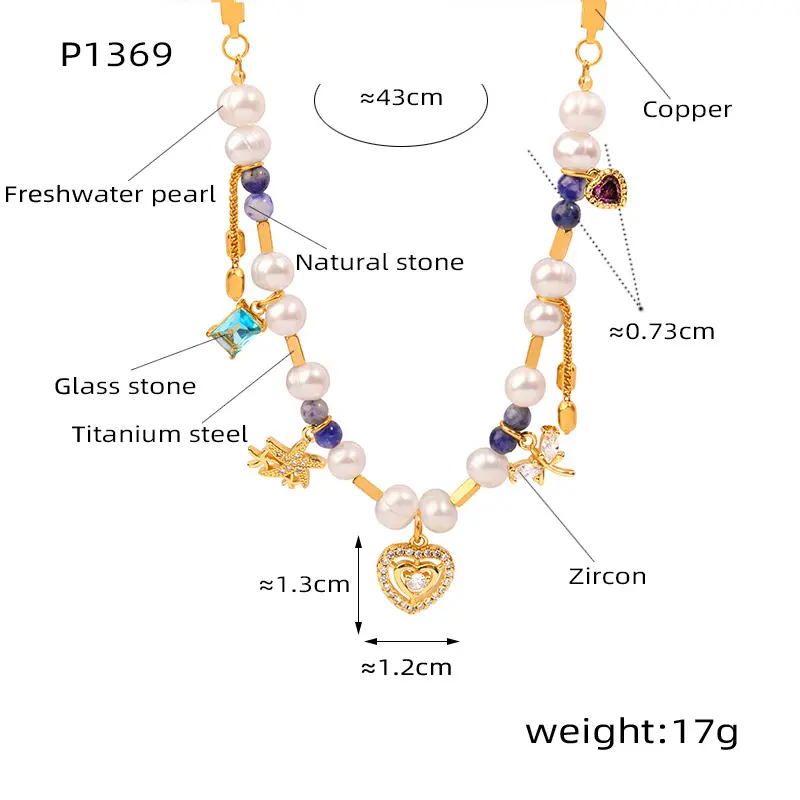 Natural Freshwater Pearl Necklace For Women Handmade Natural Stone Beads Choker Heart Charm Necklaces Luxury Woman Jewelry