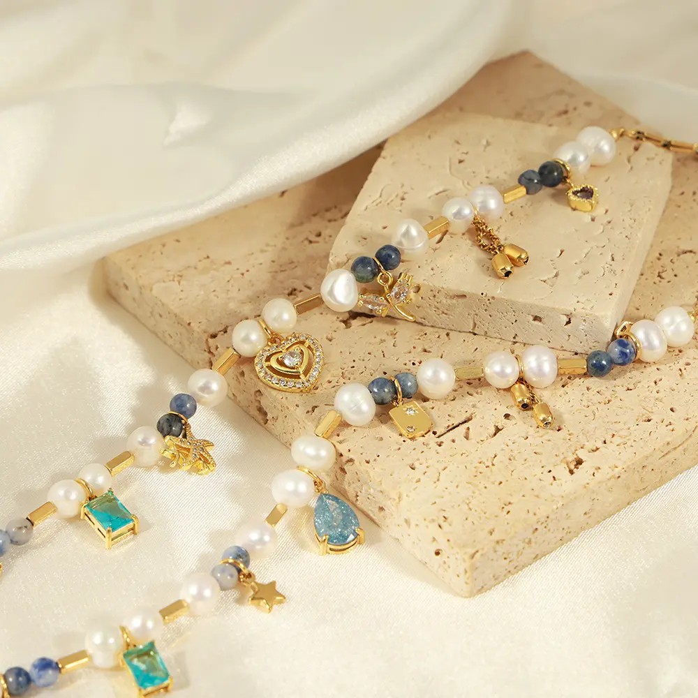 Natural Freshwater Pearl Necklace For Women Handmade Natural Stone Beads Choker Heart Charm Necklaces Luxury Woman Jewelry