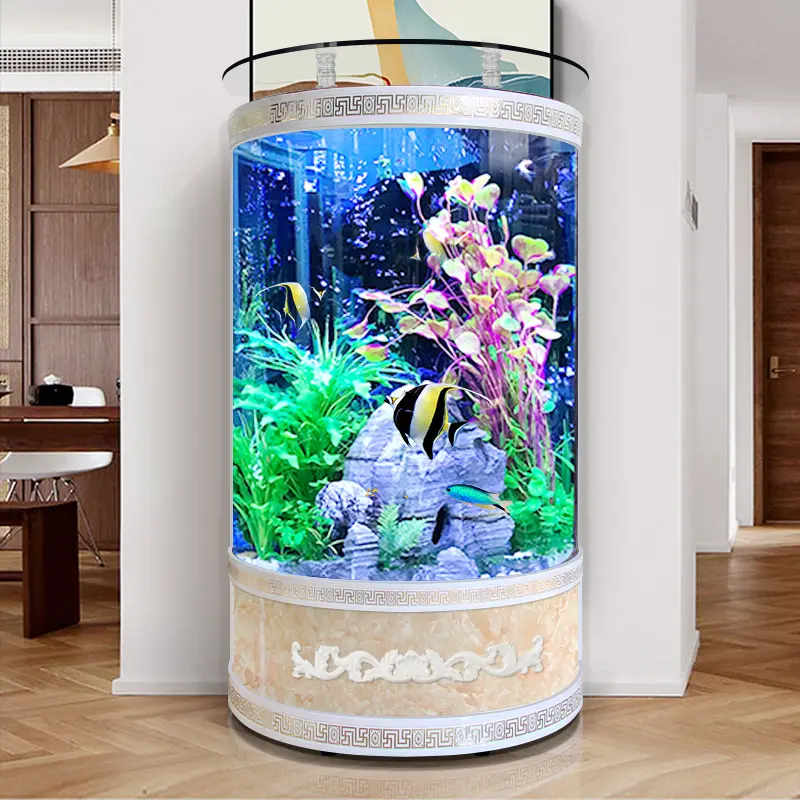 Good Quality Semicircle Glass Fish Tank Durable Fish Tank Pipe Intelligent Goldfish Tank Factory