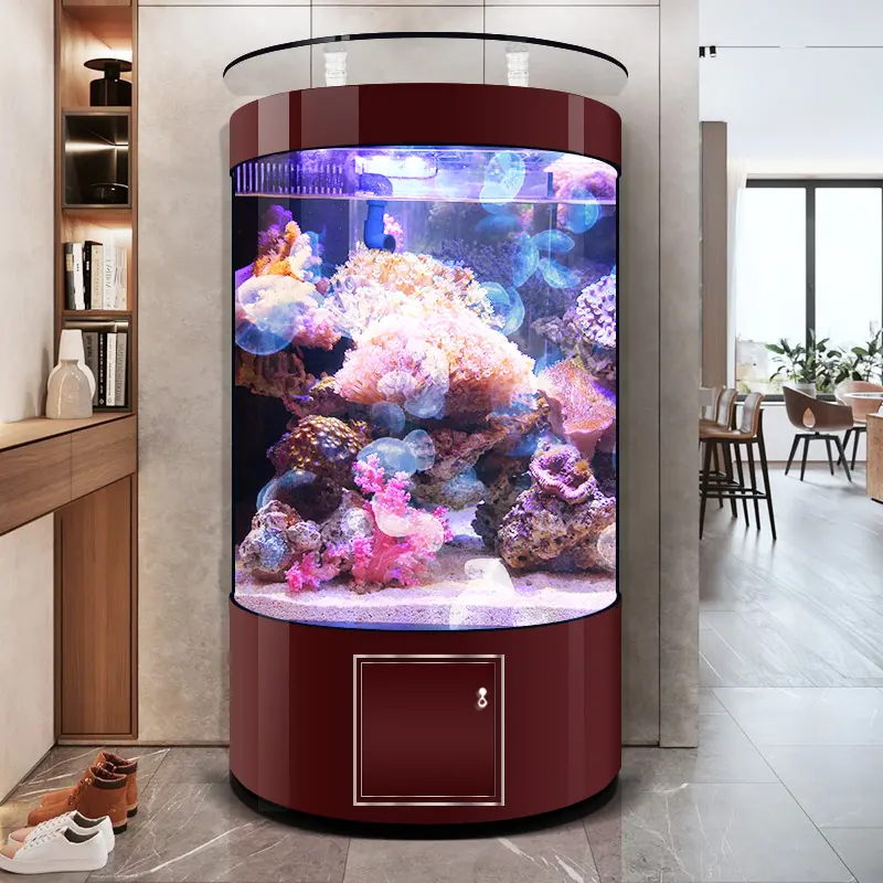 Good Quality Semicircle Glass Fish Tank Durable Fish Tank Pipe Intelligent Goldfish Tank Factory