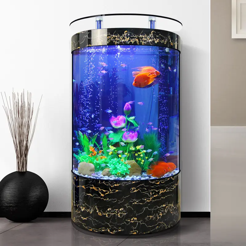 Good Quality Semicircle Glass Fish Tank Durable Fish Tank Pipe Intelligent Goldfish Tank Factory