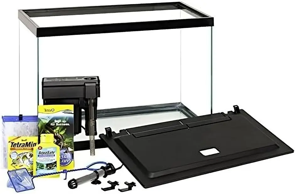 Includes LED Lighting And Decor Aquarium 20 Gallon Glass Small Fish Tanks Kit