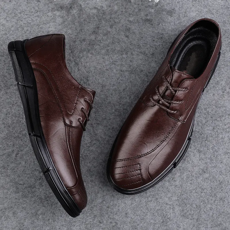 Men's Handmade Dress Shoes Fashion Men Business Casual Shoes Genuine Leather Male Oxford Shoes 2025 New Male Comfortable Flats