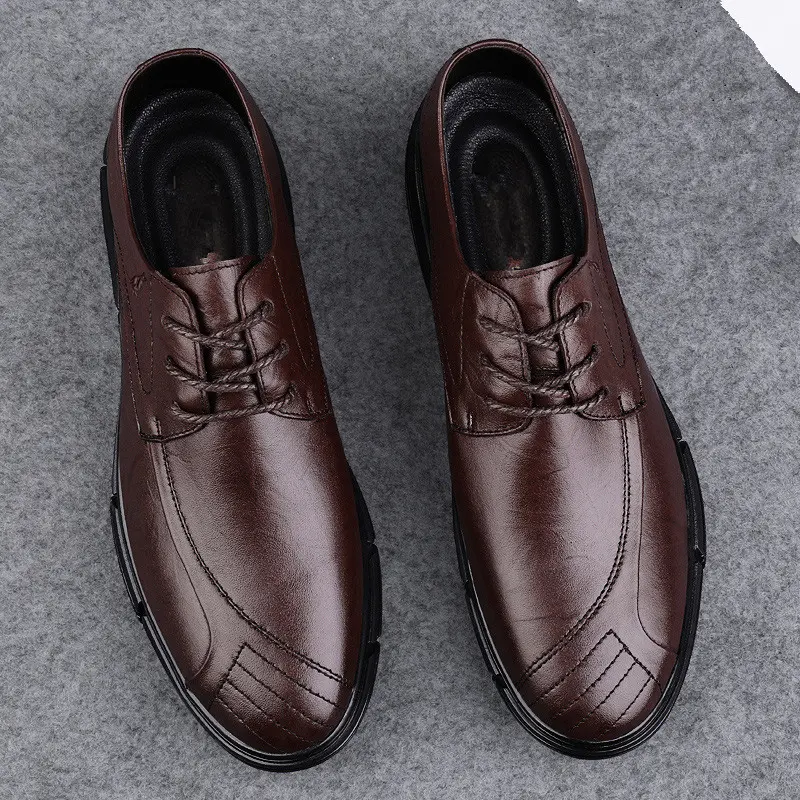 Men's Handmade Dress Shoes Fashion Men Business Casual Shoes Genuine Leather Male Oxford Shoes 2025 New Male Comfortable Flats