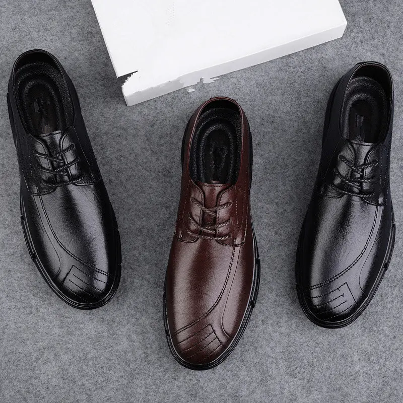 Men's Handmade Dress Shoes Fashion Men Business Casual Shoes Genuine Leather Male Oxford Shoes 2025 New Male Comfortable Flats