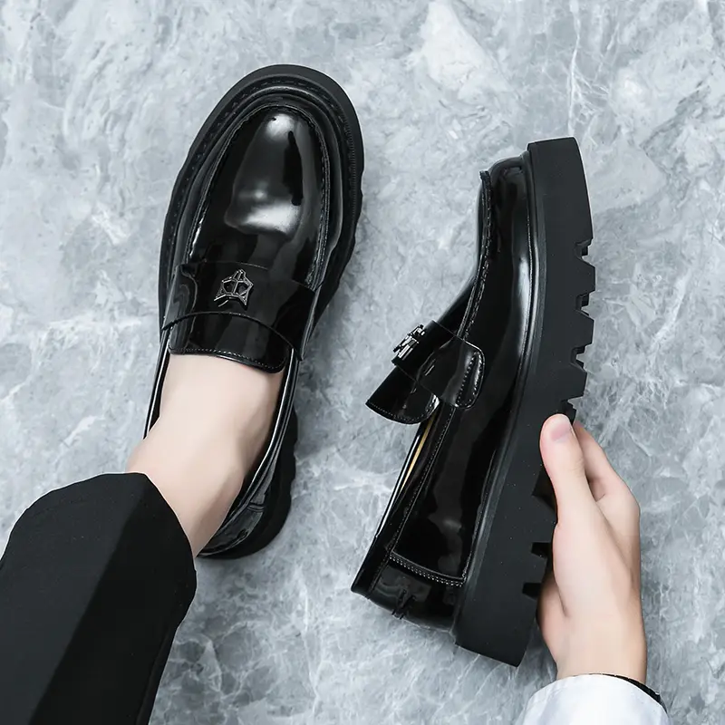 2023 All-match Leather Mens Slip on Shoes New Fashion Thick Bottom Men's Business Shoes Luxury Brand Male Comfortable Loafers