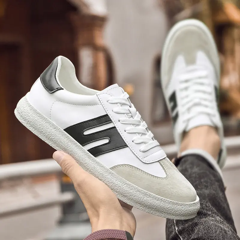 Men Fashion Casual Leather Shoes Men Luxe Male Breathable Sneakers Shoe Lace-Up Men's Walking Shoes 2024 New Simple Skate Shoes
