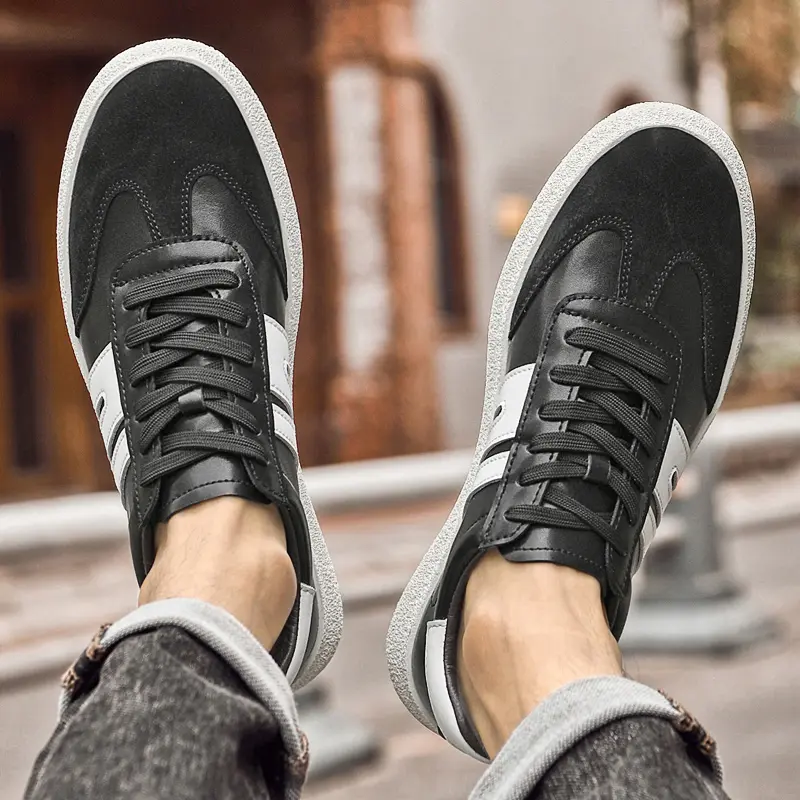 Men Fashion Casual Leather Shoes Men Luxe Male Breathable Sneakers Shoe Lace-Up Men's Walking Shoes 2024 New Simple Skate Shoes
