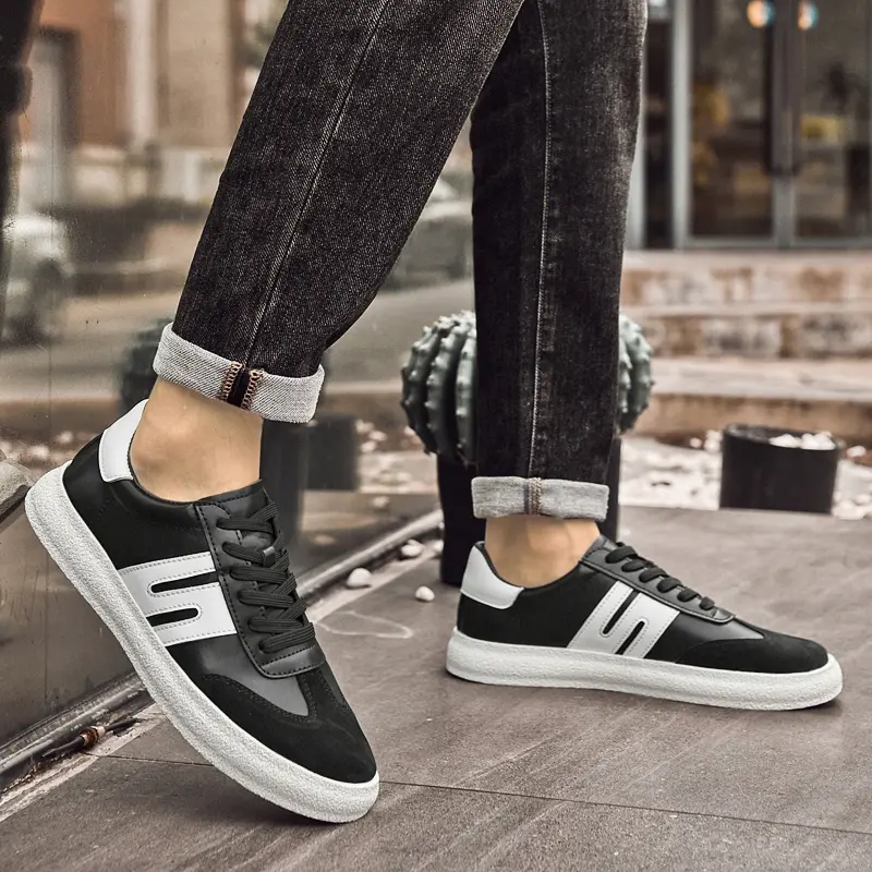 Men Fashion Casual Leather Shoes Men Luxe Male Breathable Sneakers Shoe Lace-Up Men's Walking Shoes 2024 New Simple Skate Shoes