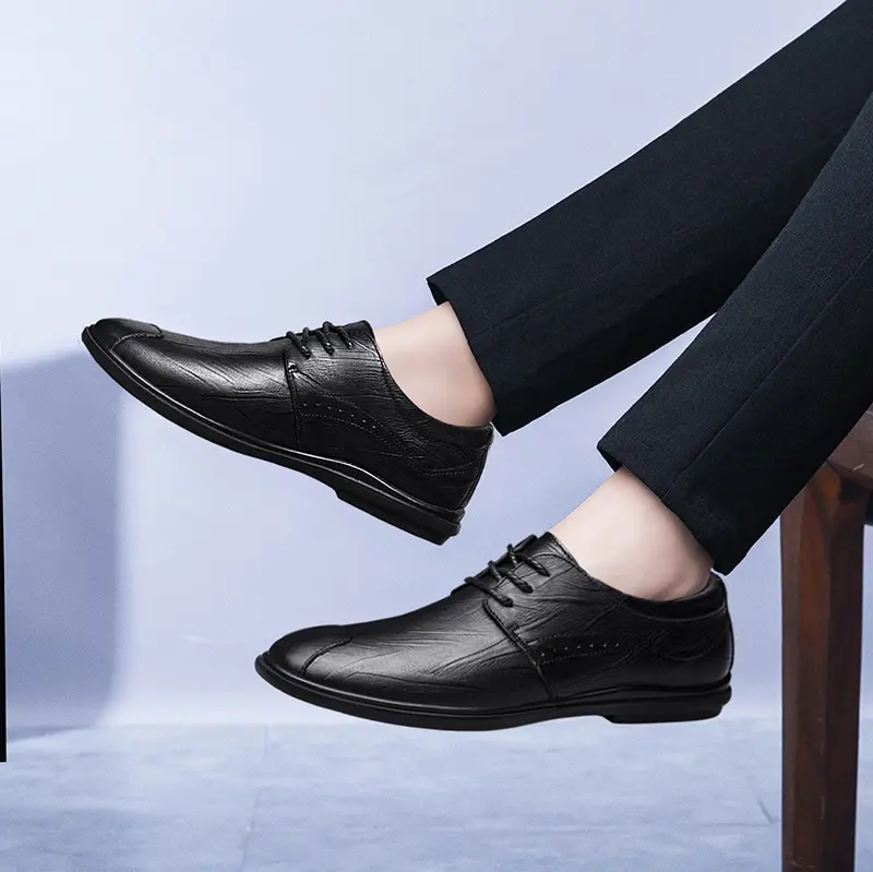 Genuine Leather Men's Business Casual Shoes Lace Up Walking Shoes Male Comfortable Office Footwear All-match Male Oxfords Flats