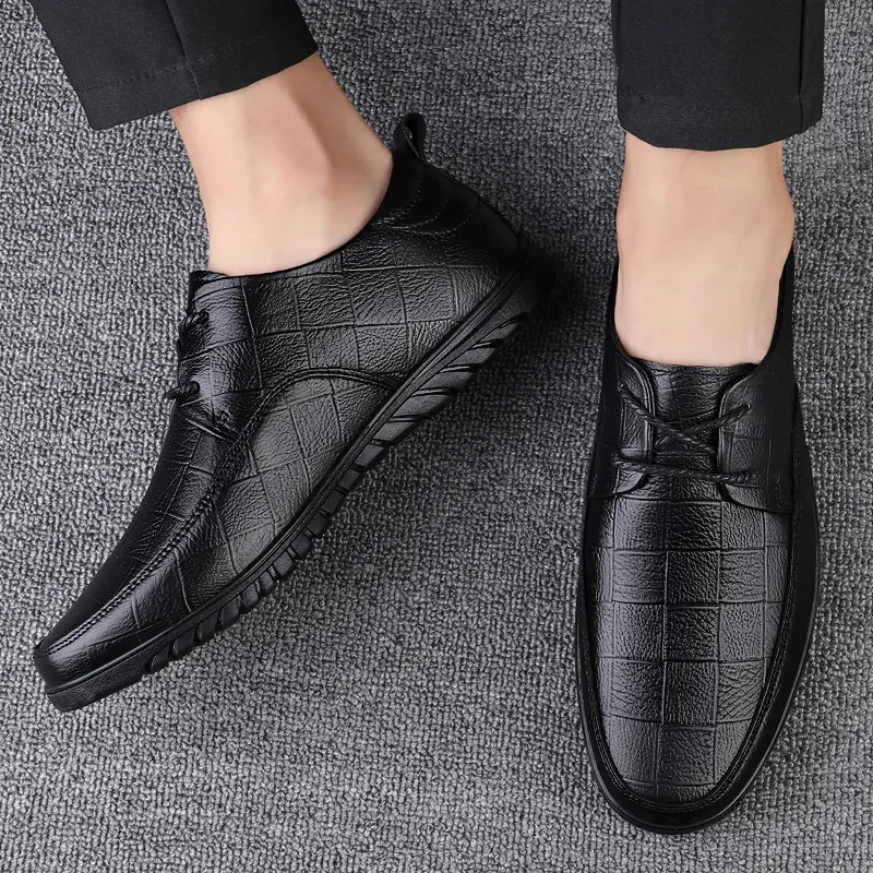 2024 New Mens Oxfords Shoes Male Comfortable Outdoor Flats Genuine Leather Men Casual Office Shoes Handmade Men Lace-Up Footwear