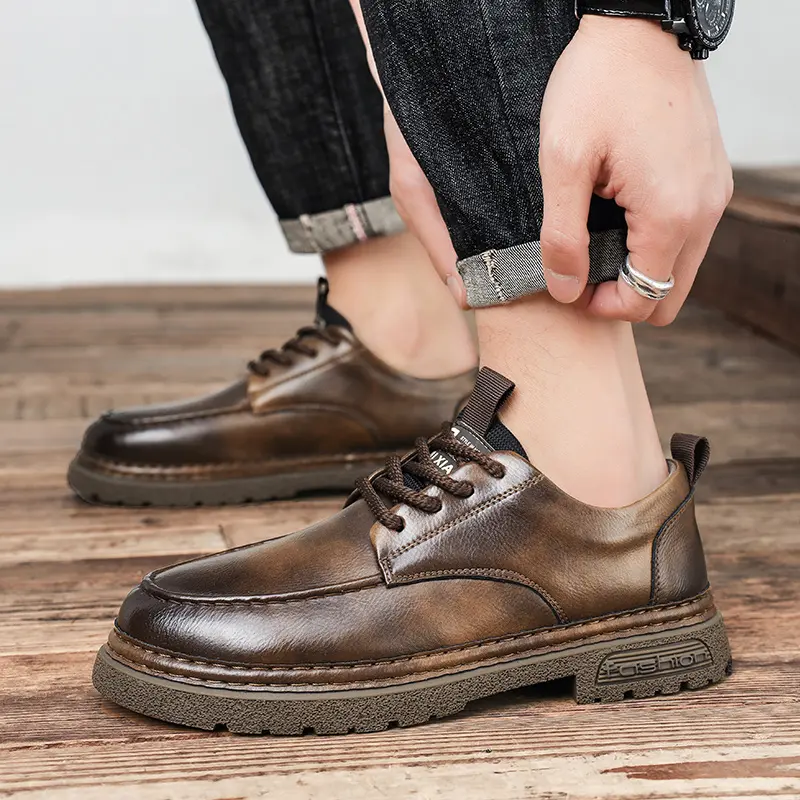 Luxury Brand Men Stylish Casual Shoes Handmade Men's Footwear Genuine Leather Mens Oxfords Shoes Hot Sale Mens Lace-Up Sneakers