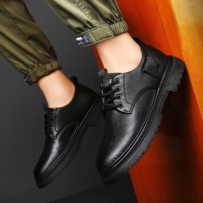 New Brands Men Casual Shoes Genuine Leather Men's Oxford Shoes Thick Soled Lace Up Wedding Footwear High-quality Business Shoes