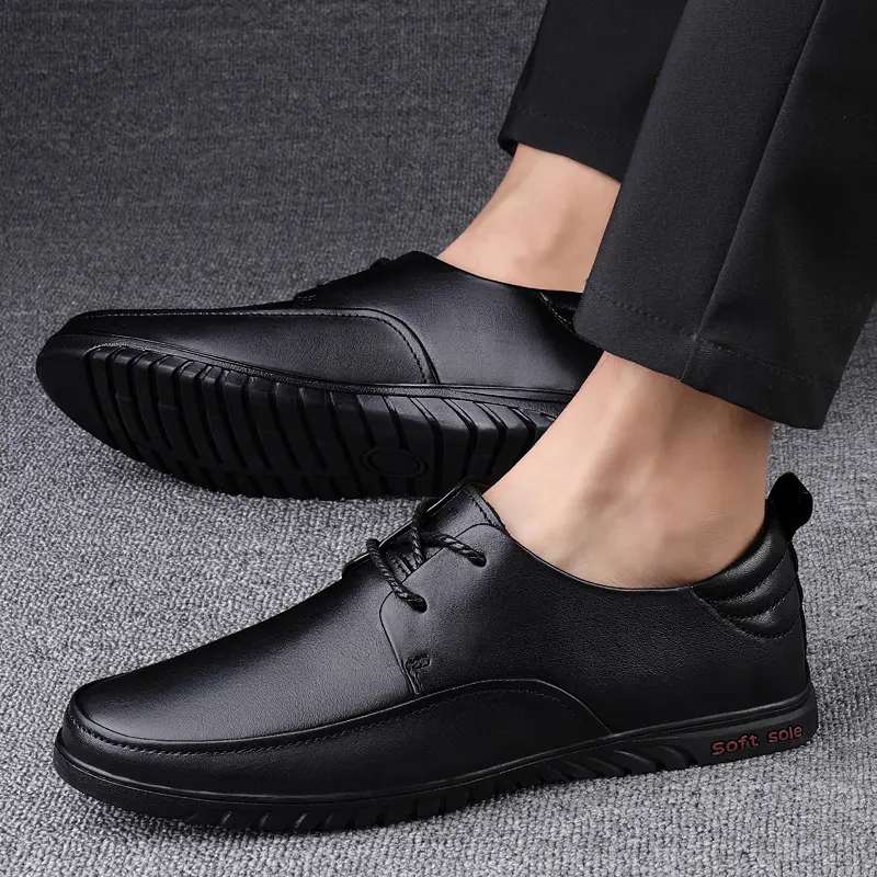 2024 New Mens Oxfords Shoes Male Comfortable Outdoor Flats Genuine Leather Men Casual Office Shoes Handmade Men Lace-Up Footwear