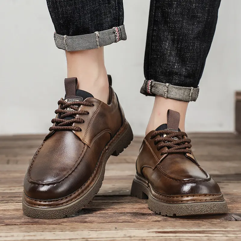 Luxury Brand Men Stylish Casual Shoes Handmade Men's Footwear Genuine Leather Mens Oxfords Shoes Hot Sale Mens Lace-Up Sneakers