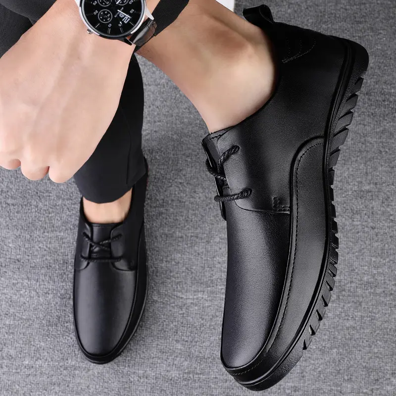 2024 New Mens Oxfords Shoes Male Comfortable Outdoor Flats Genuine Leather Men Casual Office Shoes Handmade Men Lace-Up Footwear