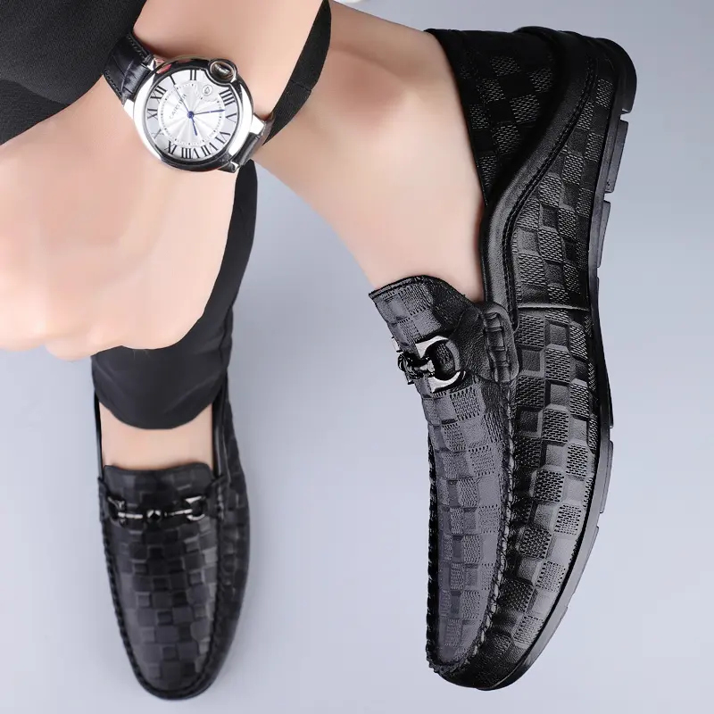Man Business Footwear Handmade Casual Slip on Shoe Genuine Leather Comfy Loafers Moccasins Men Outdoor Non-slip Driving Shoes