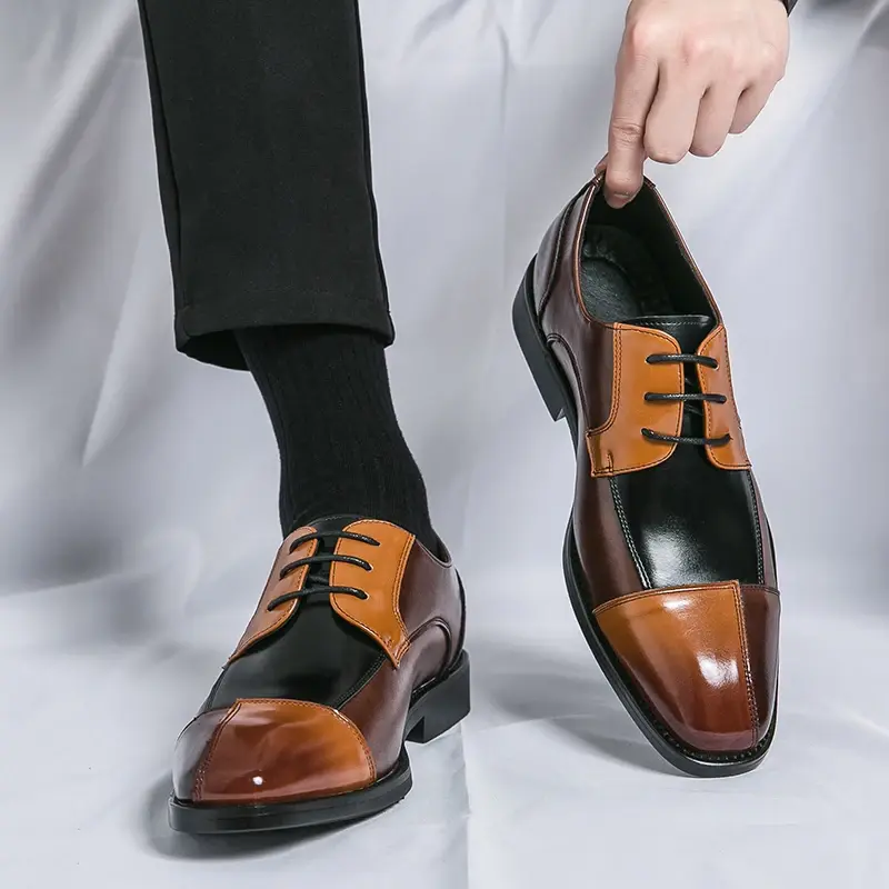 2024 for Men Stylish Business Shoes Men's Color-matching Casual Oxford Shoes All-match Men's Coiffeur Shoe Lace-Up Male Shoes