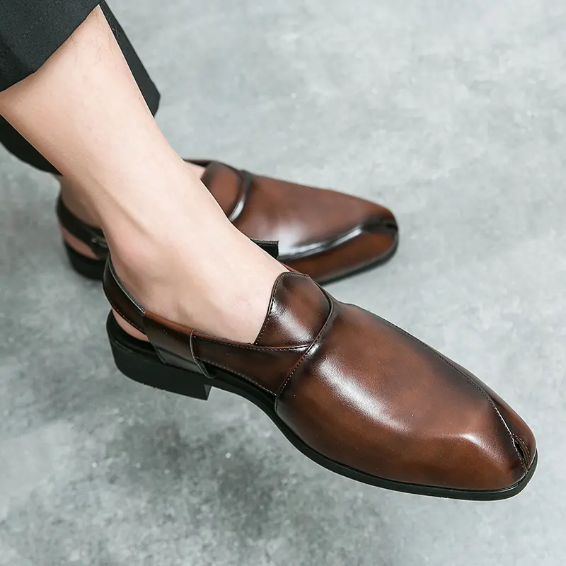 Hollow Out Men Casual Summer Shoes 2023 New Mens Slip on Sandals Leather Handmade for Men Casual Shoes Beach Luxury Sandals