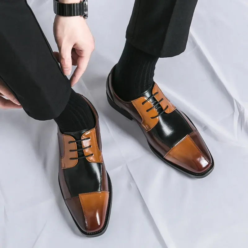 2024 for Men Stylish Business Shoes Men's Color-matching Casual Oxford Shoes All-match Men's Coiffeur Shoe Lace-Up Male Shoes