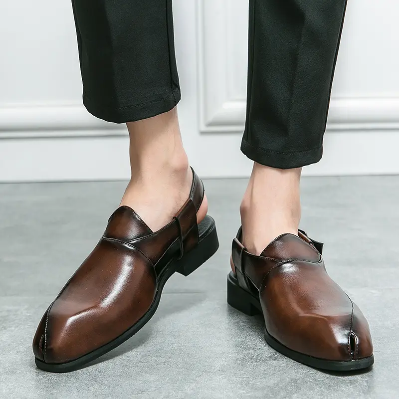 Hollow Out Men Casual Summer Shoes 2023 New Mens Slip on Sandals Leather Handmade for Men Casual Shoes Beach Luxury Sandals
