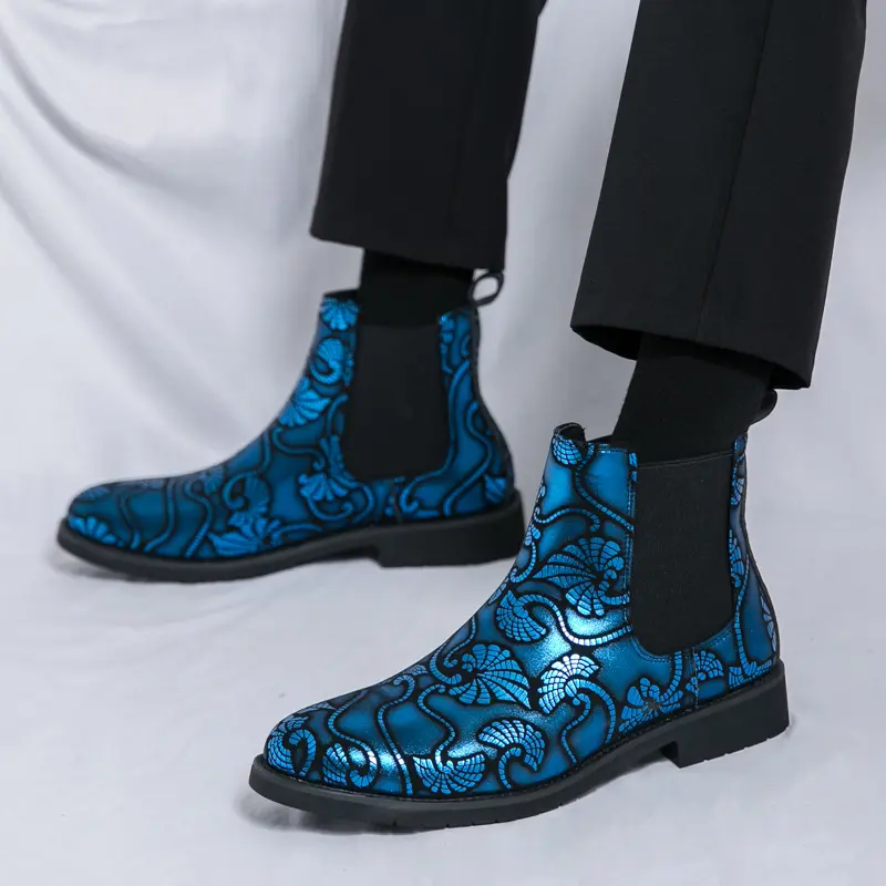 Men Brand Chelsea Male Boots Classic Mens Slip on Shoes Pointed Toe Men's Walking Boots Leather Fashion Low Top Walking Shoes