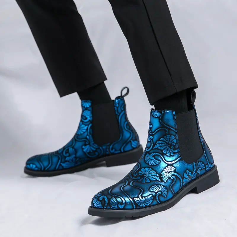 Men Brand Chelsea Male Boots Classic Mens Slip on Shoes Pointed Toe Men's Walking Boots Leather Fashion Low Top Walking Shoes