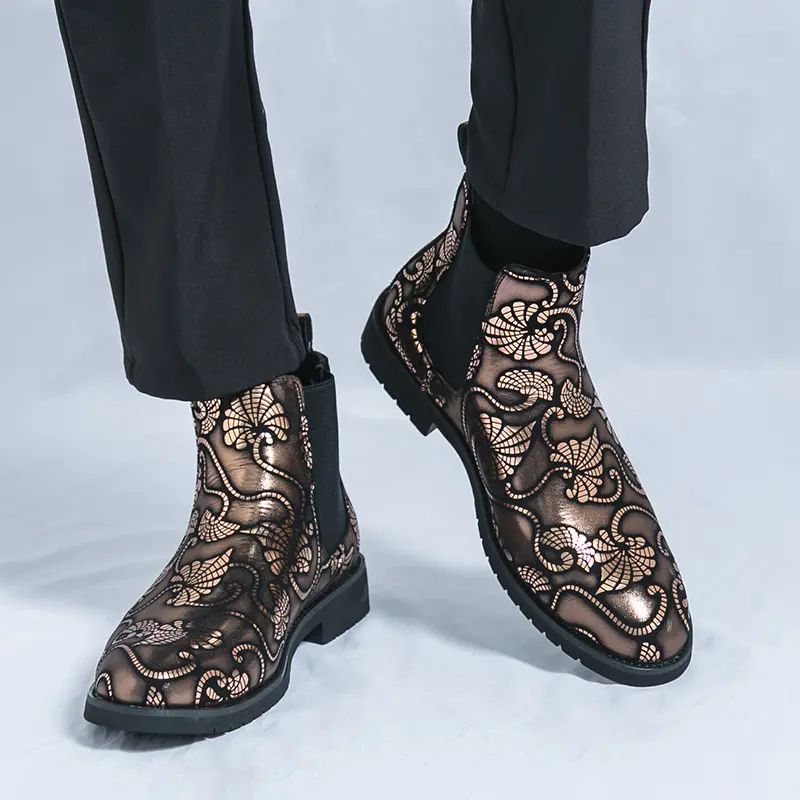 Men Brand Chelsea Male Boots Classic Mens Slip on Shoes Pointed Toe Men's Walking Boots Leather Fashion Low Top Walking Shoes