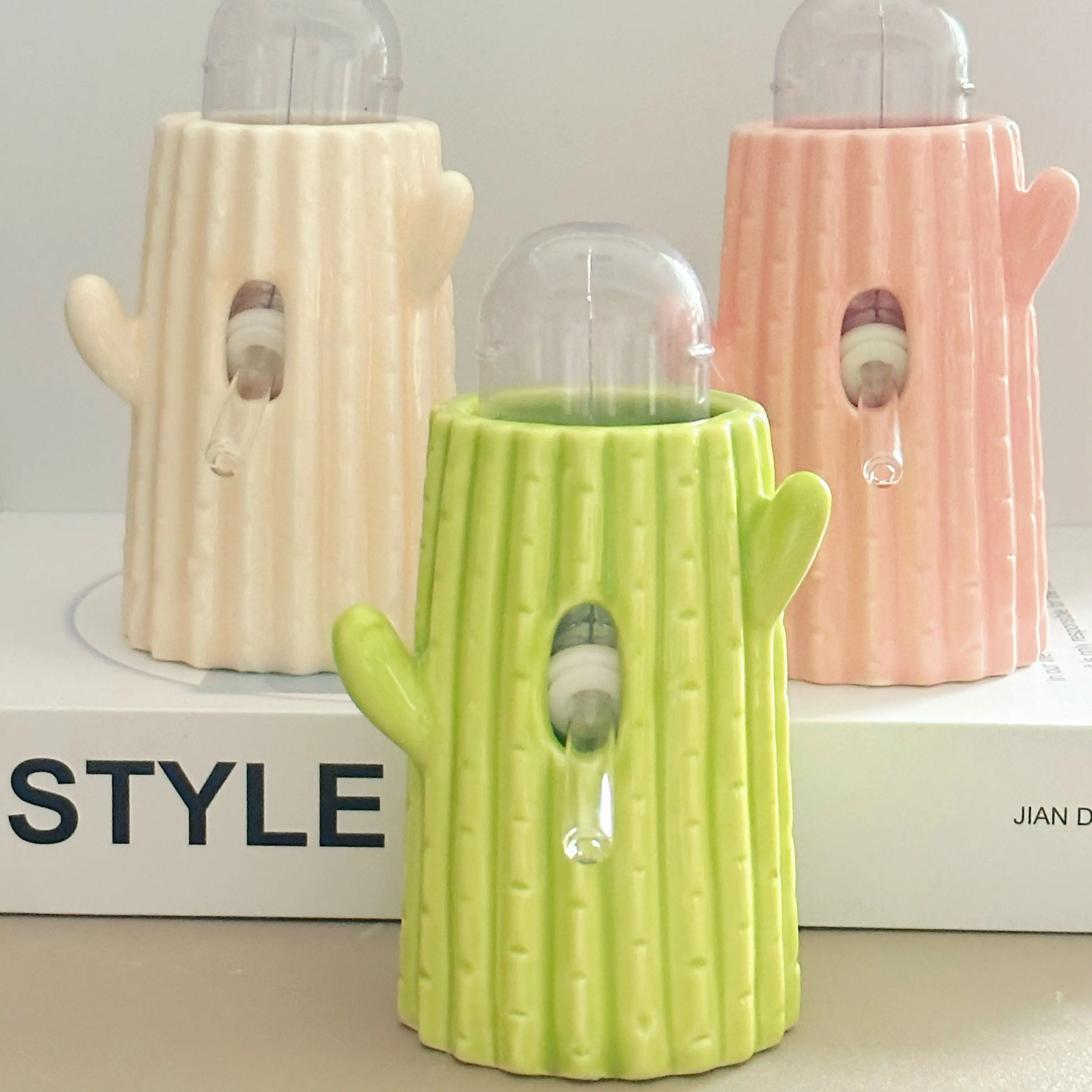 Cactus Water Bottle Hamster Drinking Pot Bracket Ceramic Vertical Drinking Fountain Anti-rollover Golden Bear Supplies