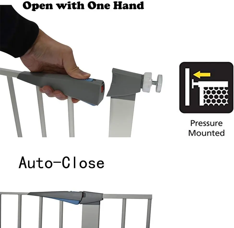 Pawise Durable Adjustable Auto-Close Pet Metal Safety Gate Expandable Pressure-mounted Dog Gate For Isolation And Protection