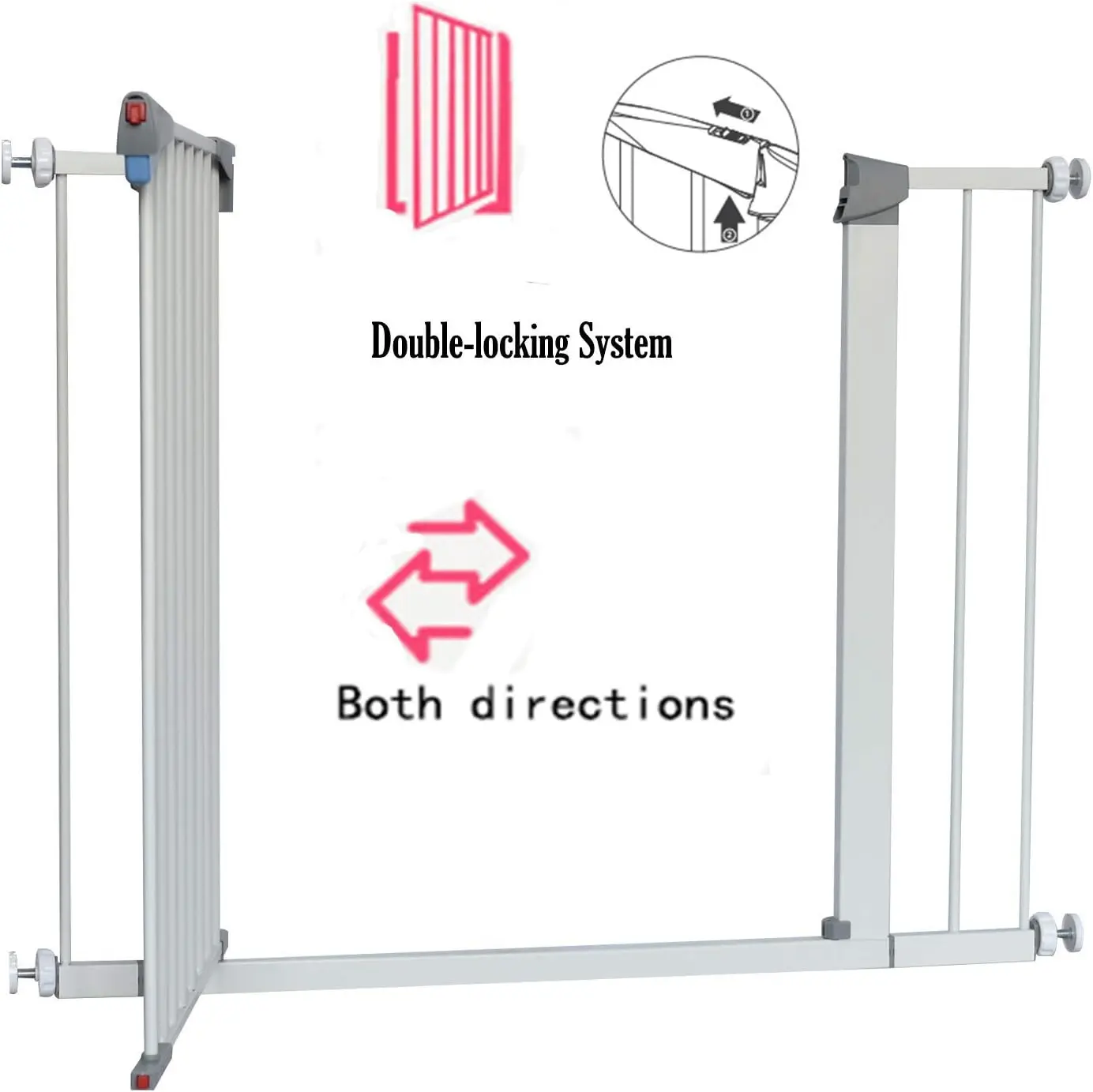 Pawise Durable Adjustable Auto-Close Pet Metal Safety Gate Expandable Pressure-mounted Dog Gate For Isolation And Protection