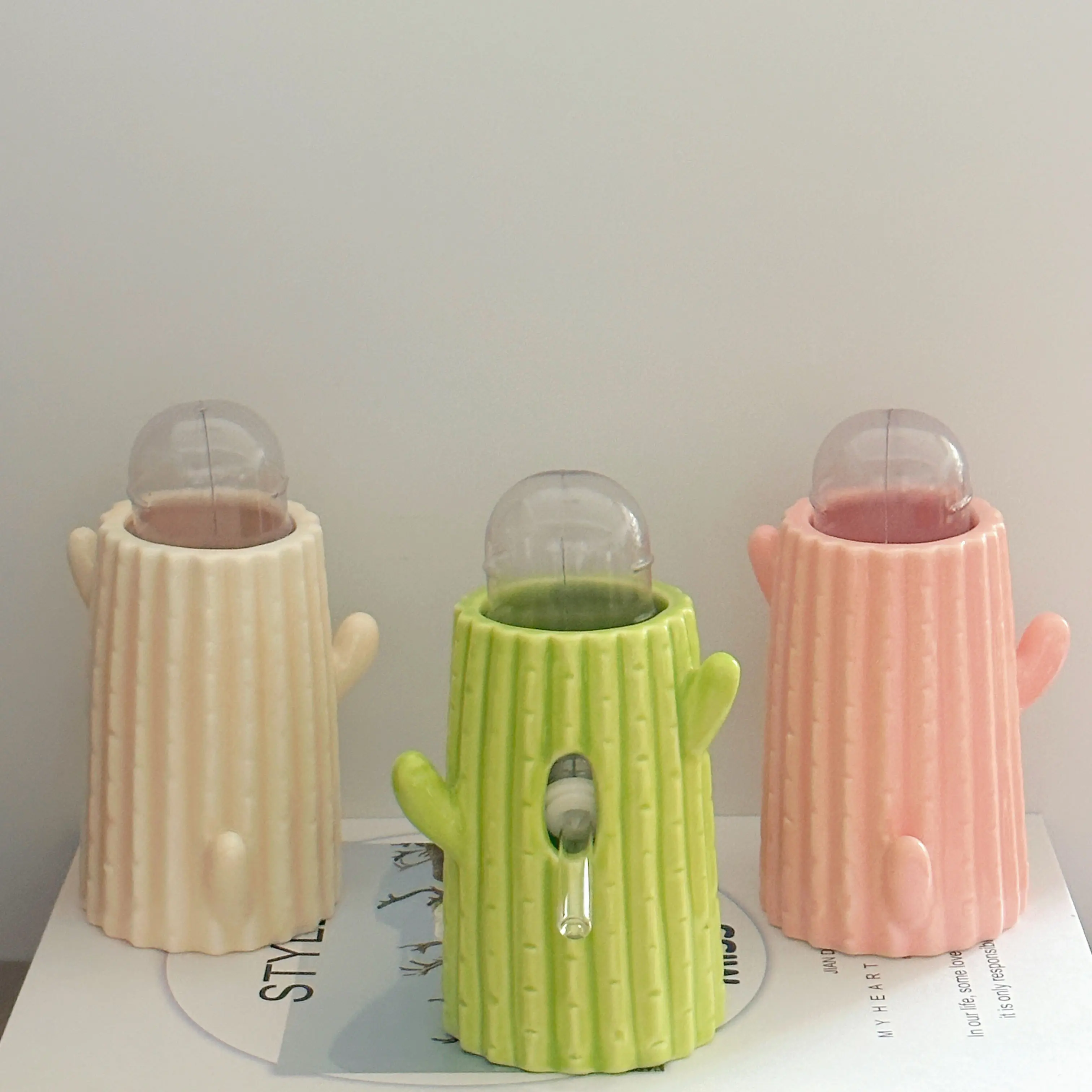 Cactus Water Bottle Hamster Drinking Pot Bracket Ceramic Vertical Drinking Fountain Anti-rollover Golden Bear Supplies